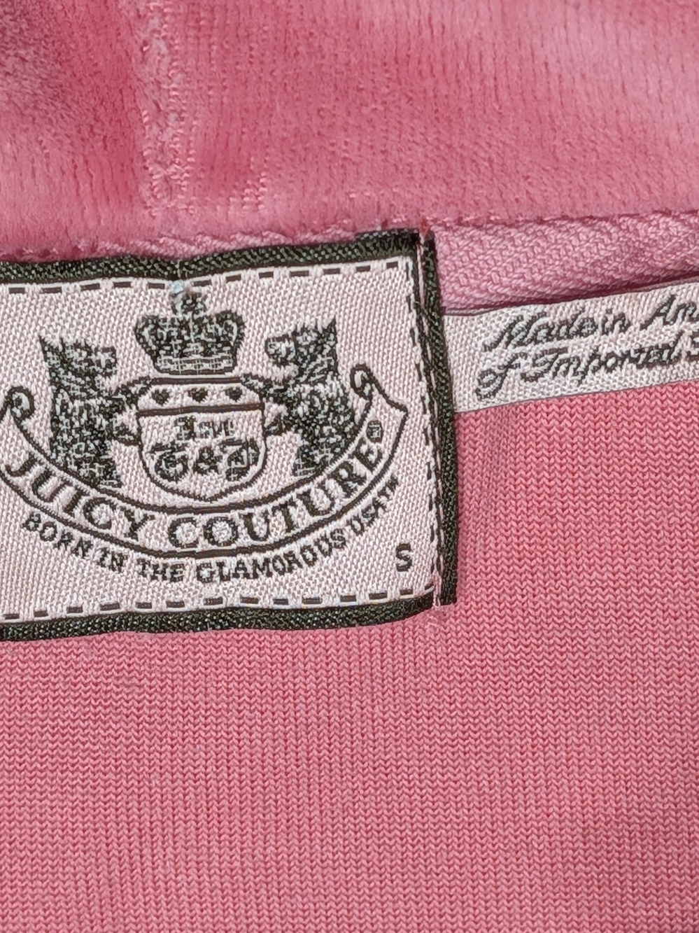 RARE Vintage Y2K Juicy Couture Pink Velour Chandelier Rhinestone Hoodie Small - Picture 3 of 7